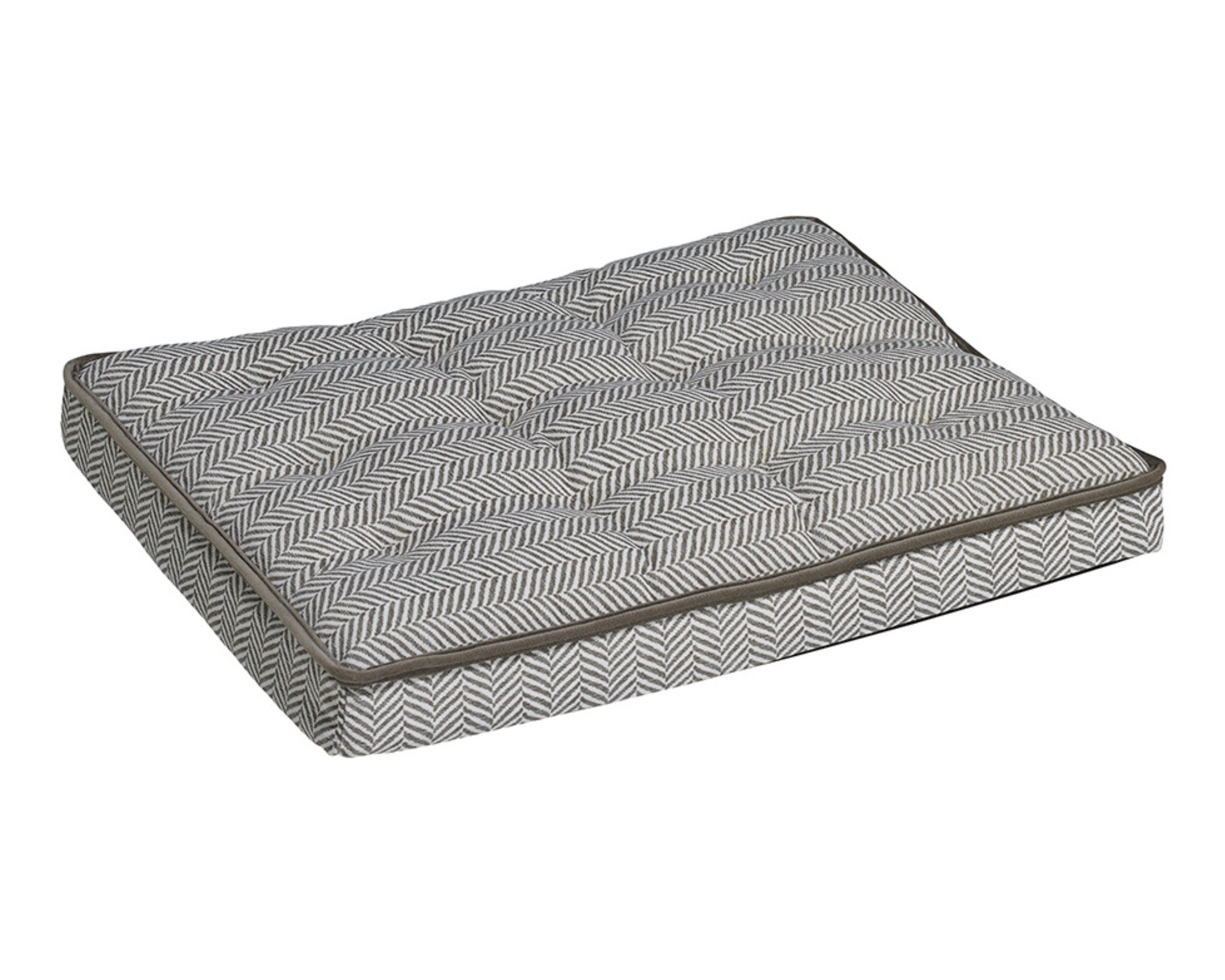 Luxury Microvelvet Crate Mattress | Taupe Herringbone