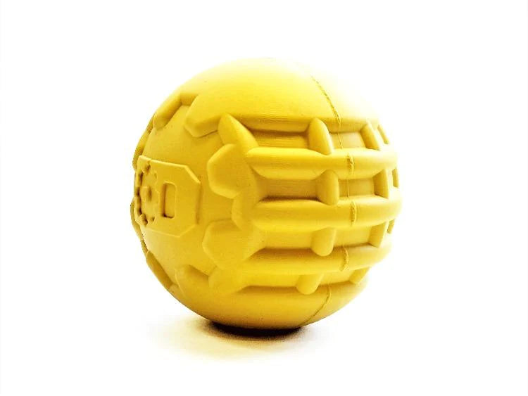    SODAPUP DURABLE RUBBER YELLOW BALL CHEW TOY