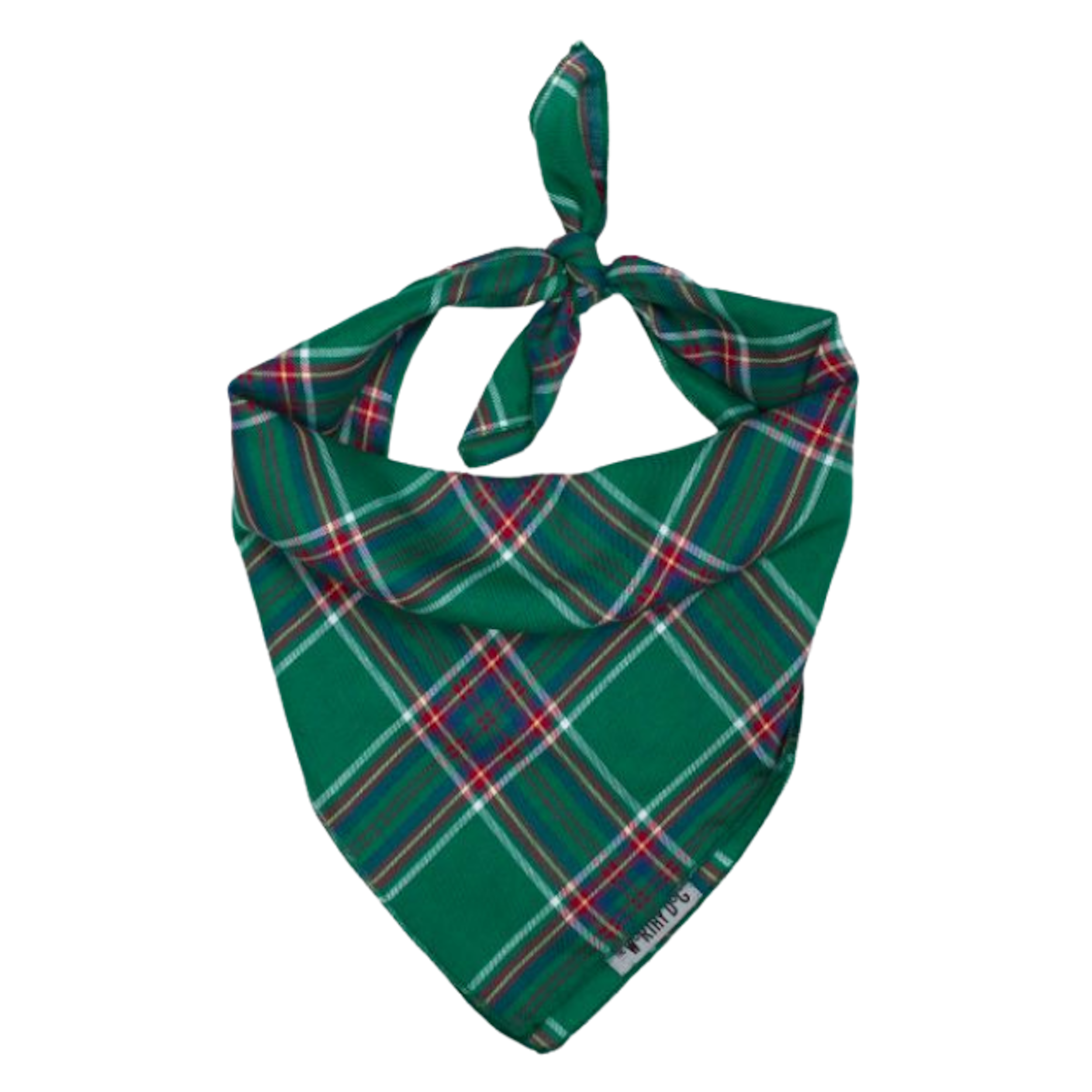 Green plaid bandana on a white background