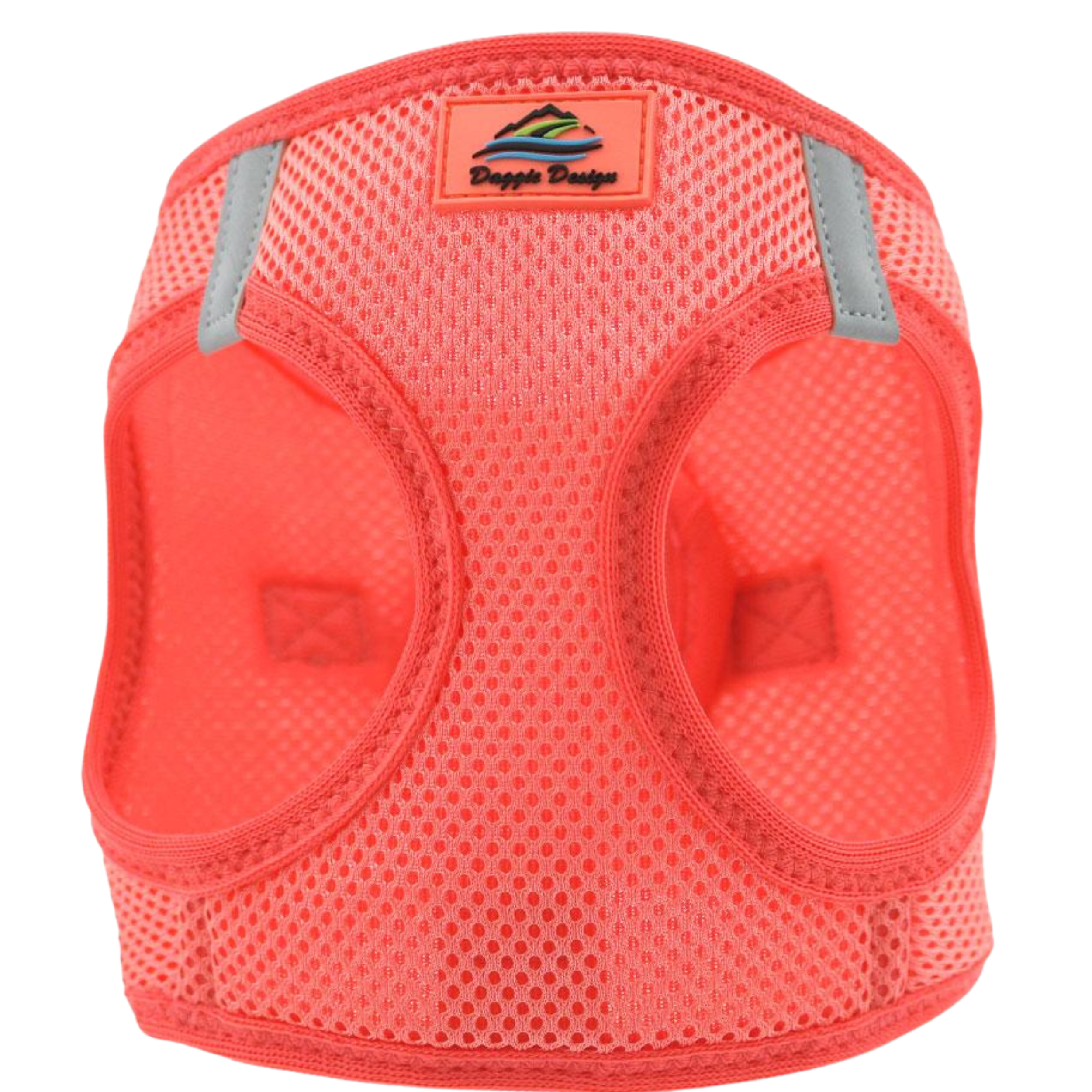 Orange knee pad with mesh design and visible brand logo on a white background