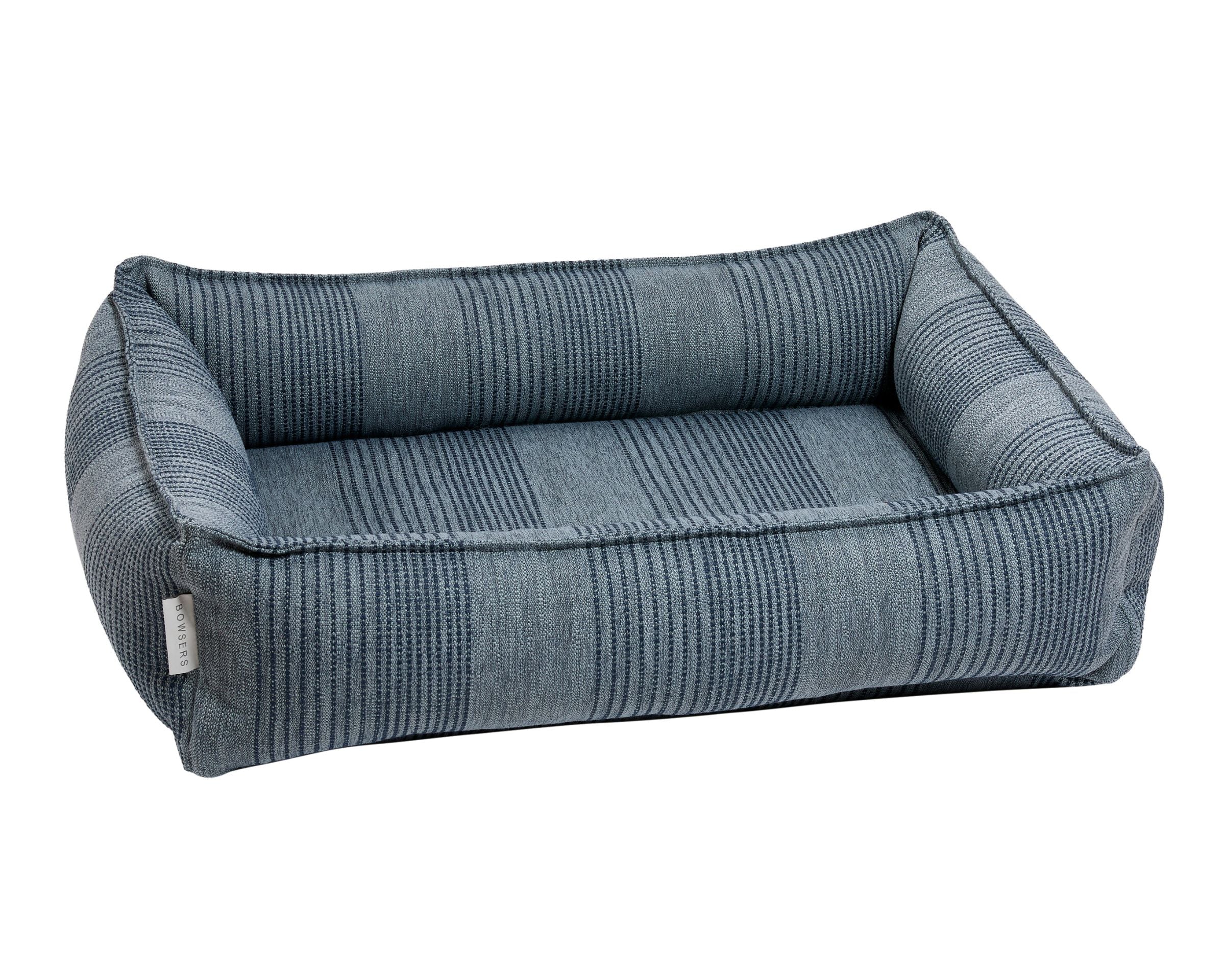 Coastal Blue performance linen Urban Lounger bolster dog bed