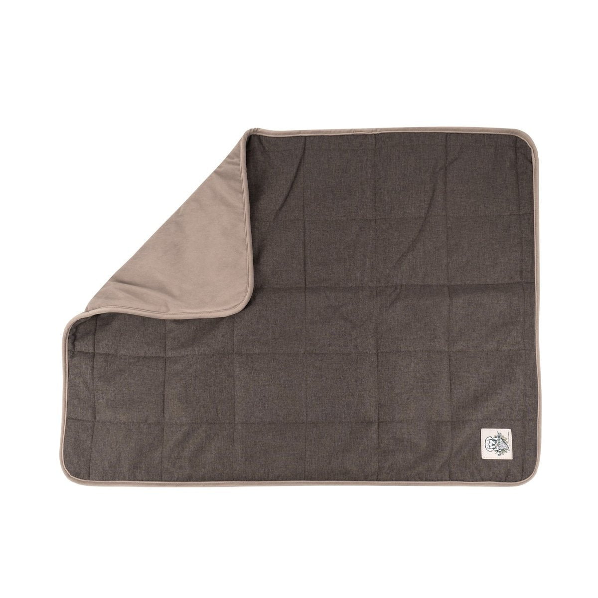 GreenDog Luxe Neutral Crate Blanket | Dark Gray, folded corner showing velvet lining