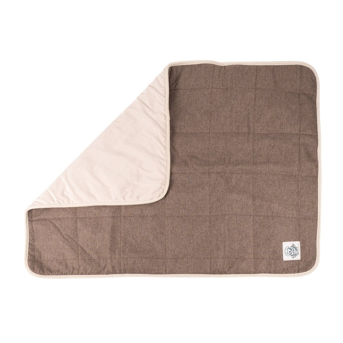 GreenDog Luxe Neutral Crate Blanket | Coffee, folded corner showing velvet lining