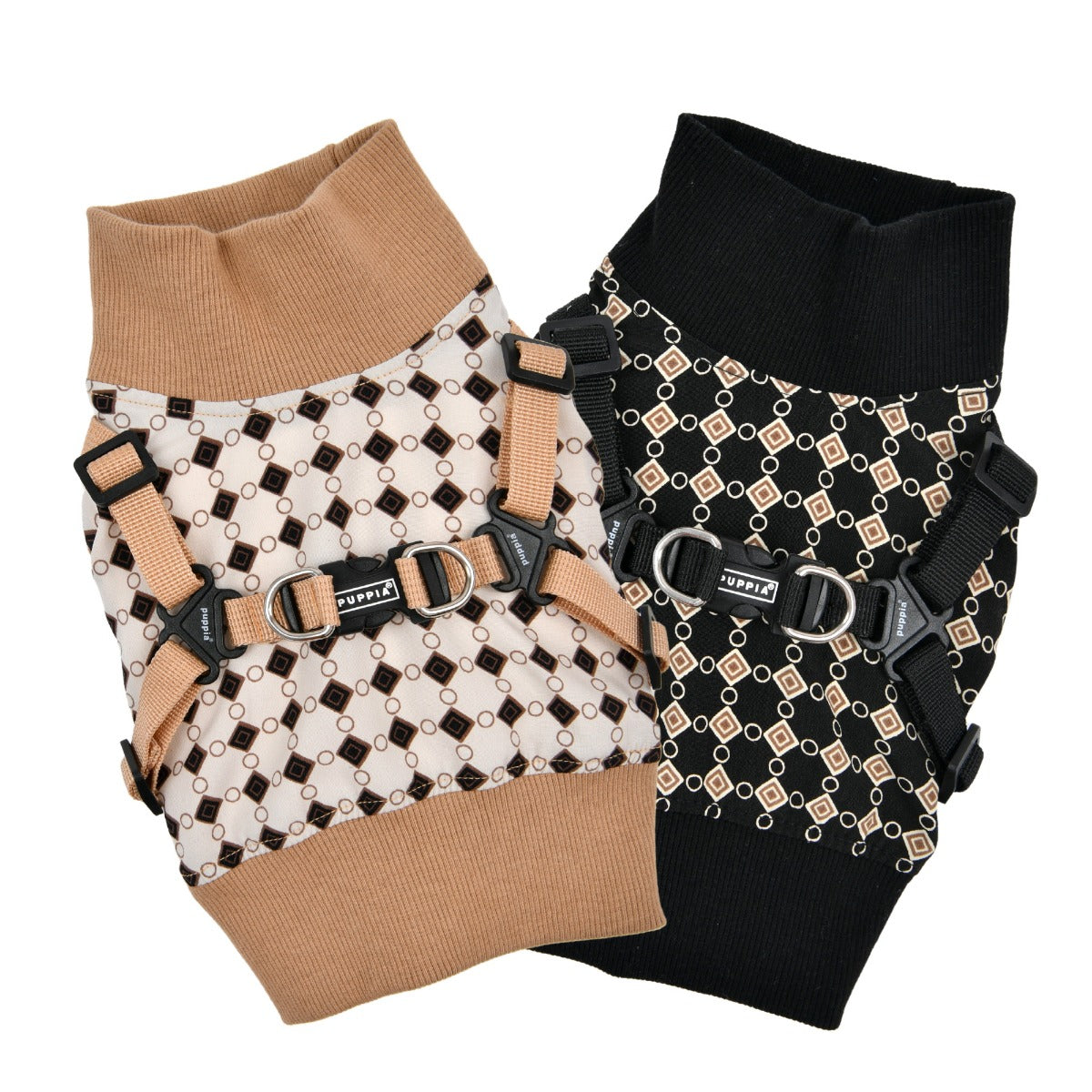 Pullover sweater dog harness in a diamond pattern