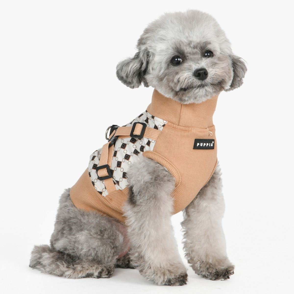 Pullover sweater dog harness in a diamond pattern