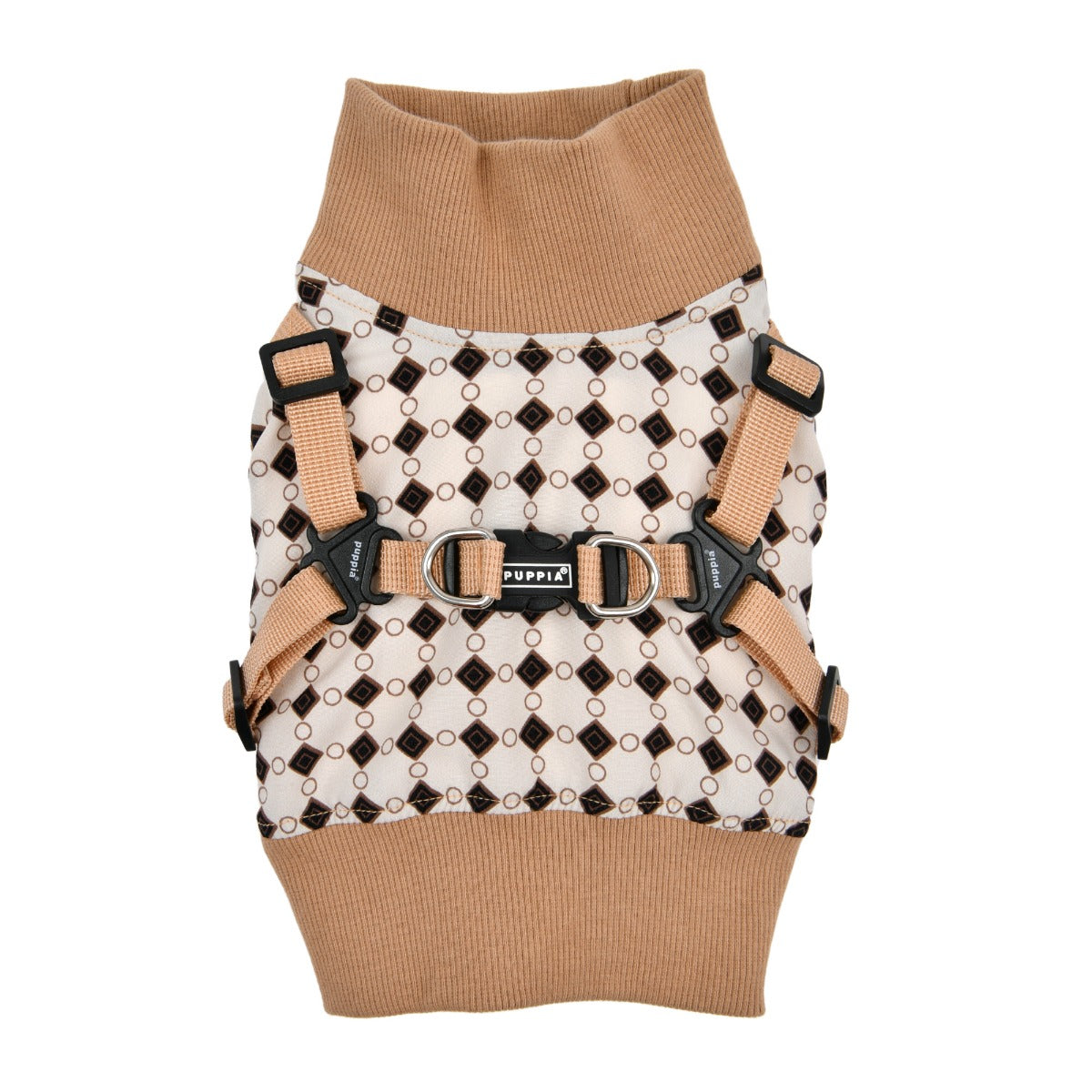 Pullover sweater dog harness in a diamond pattern