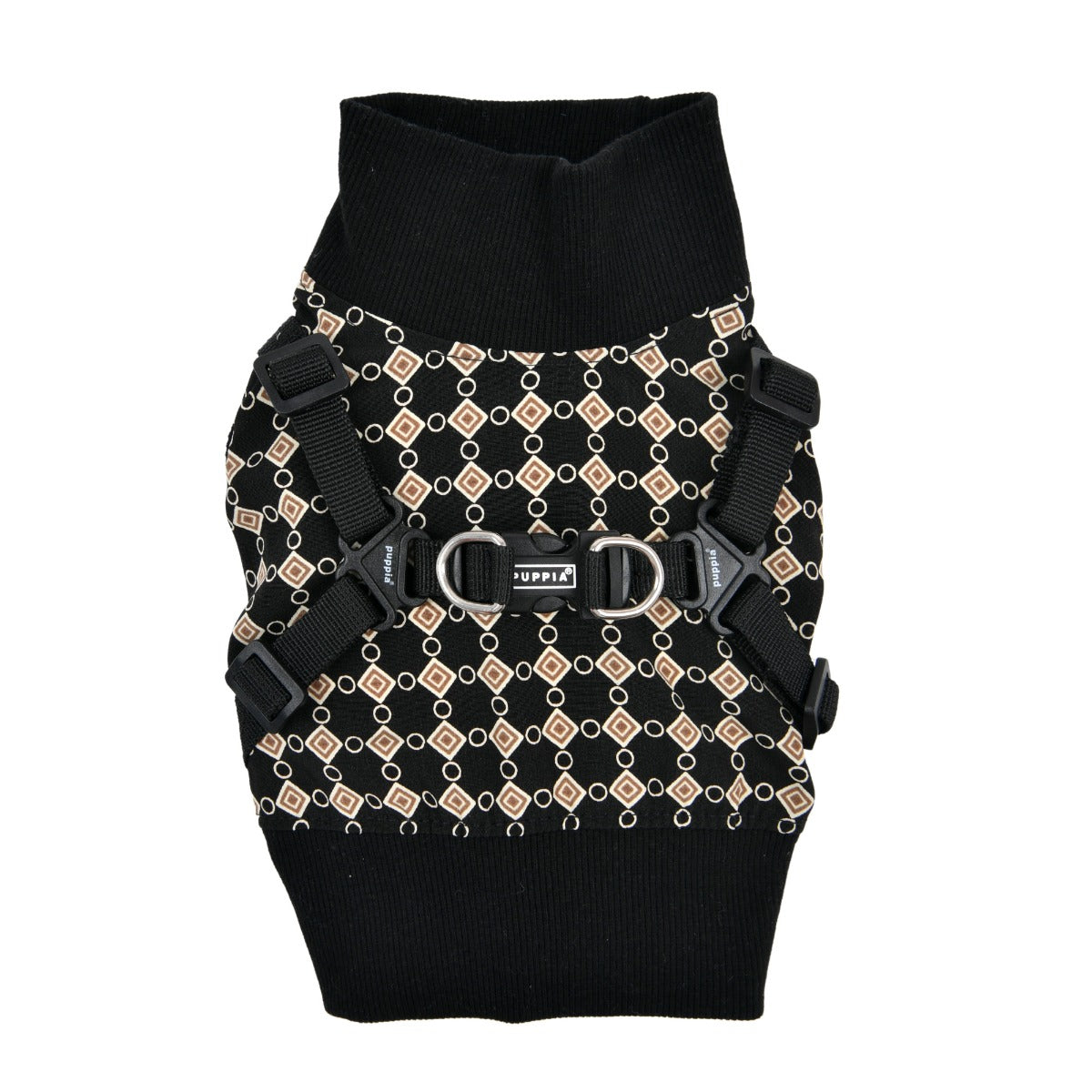 Pullover sweater dog harness in a diamond pattern