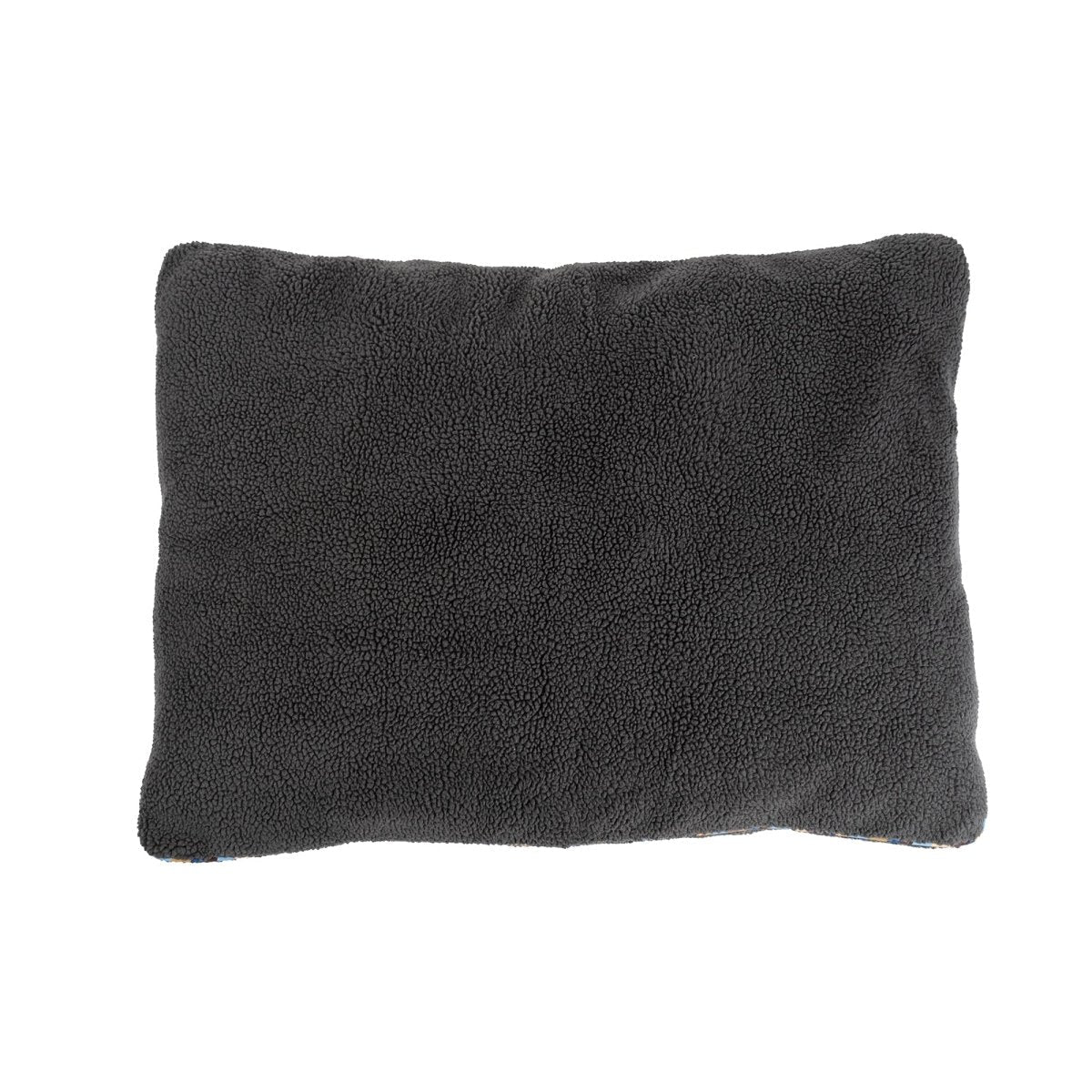 Brand Stripe Sherpa Pillow | Charcoal, top view