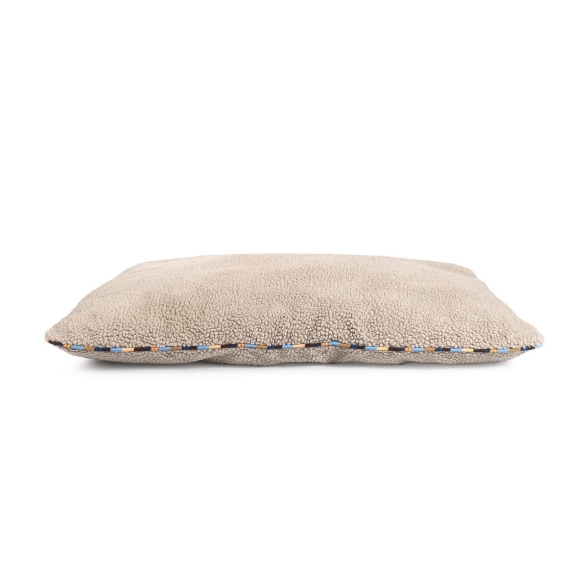 Brand Stripe Sherpa Pillow | Stone, side view