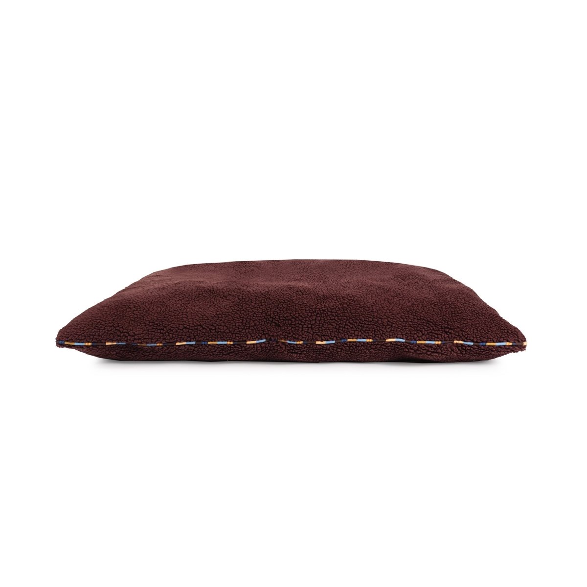 Brand Stripe Sherpa Pillow | Wine, side view