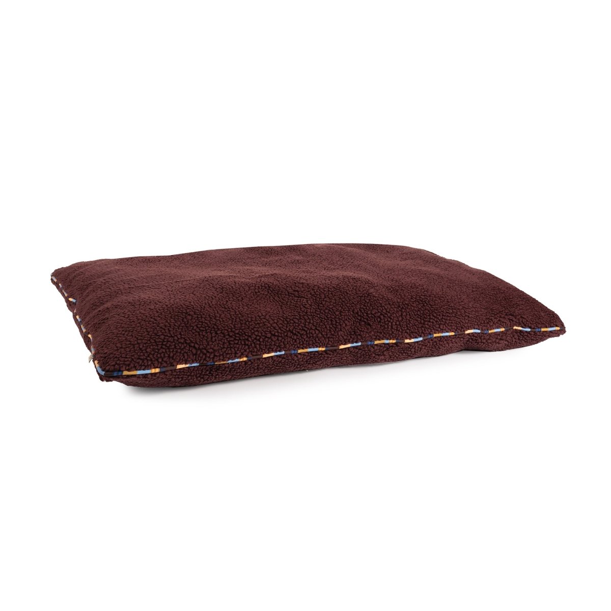 Brand Stripe Sherpa Pillow | Wine, angled view