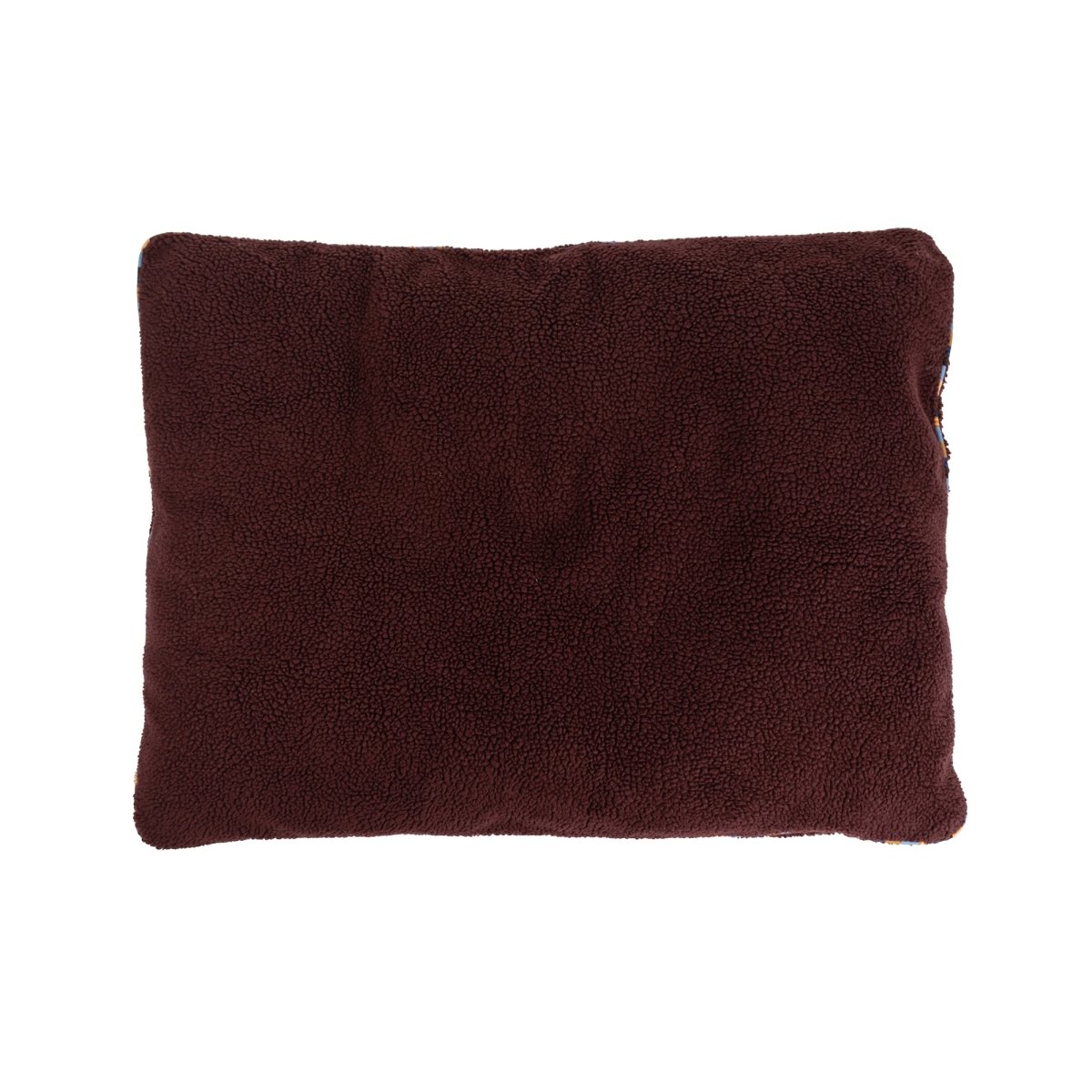Brand Stripe Sherpa Pillow | Wine, top view