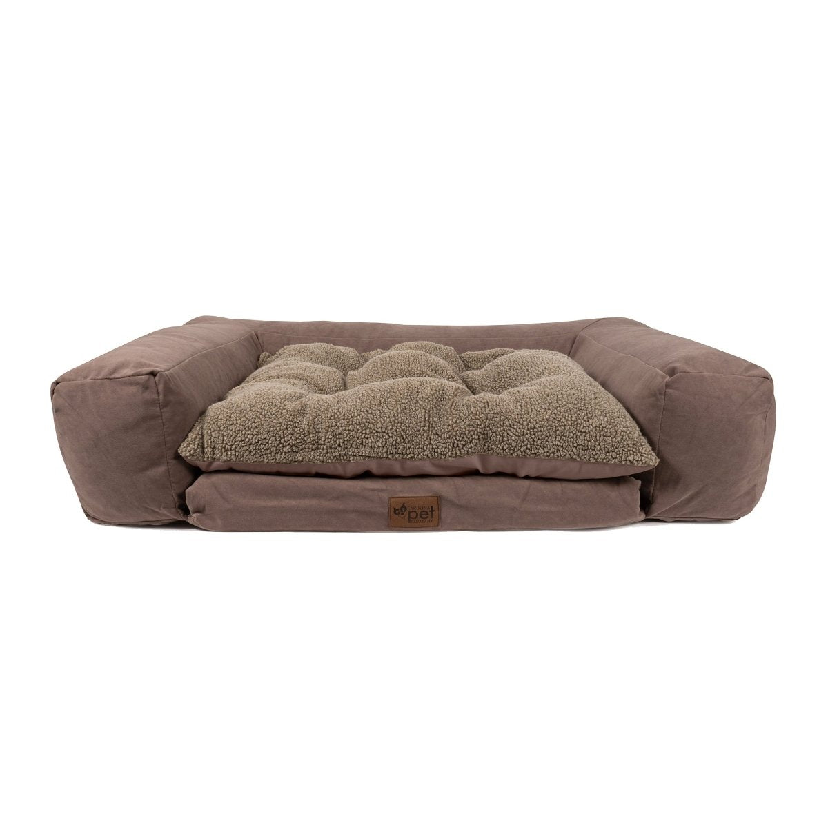 Rectangle Pet Couch | Brown, angled view