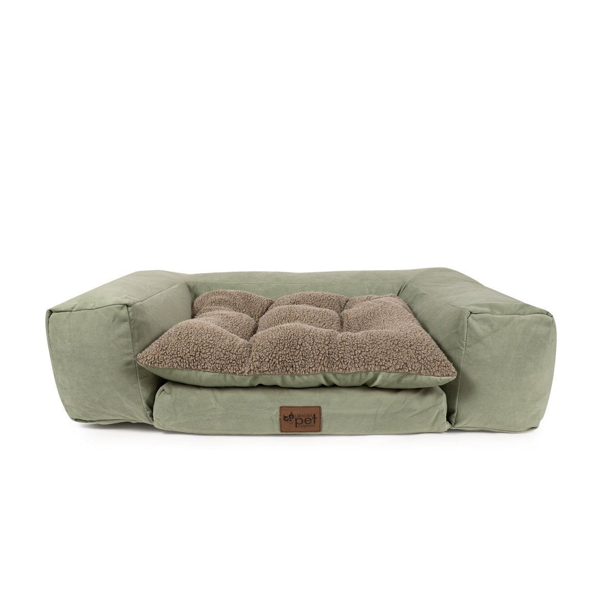 Rectangle Pet Couch | Green, angled view