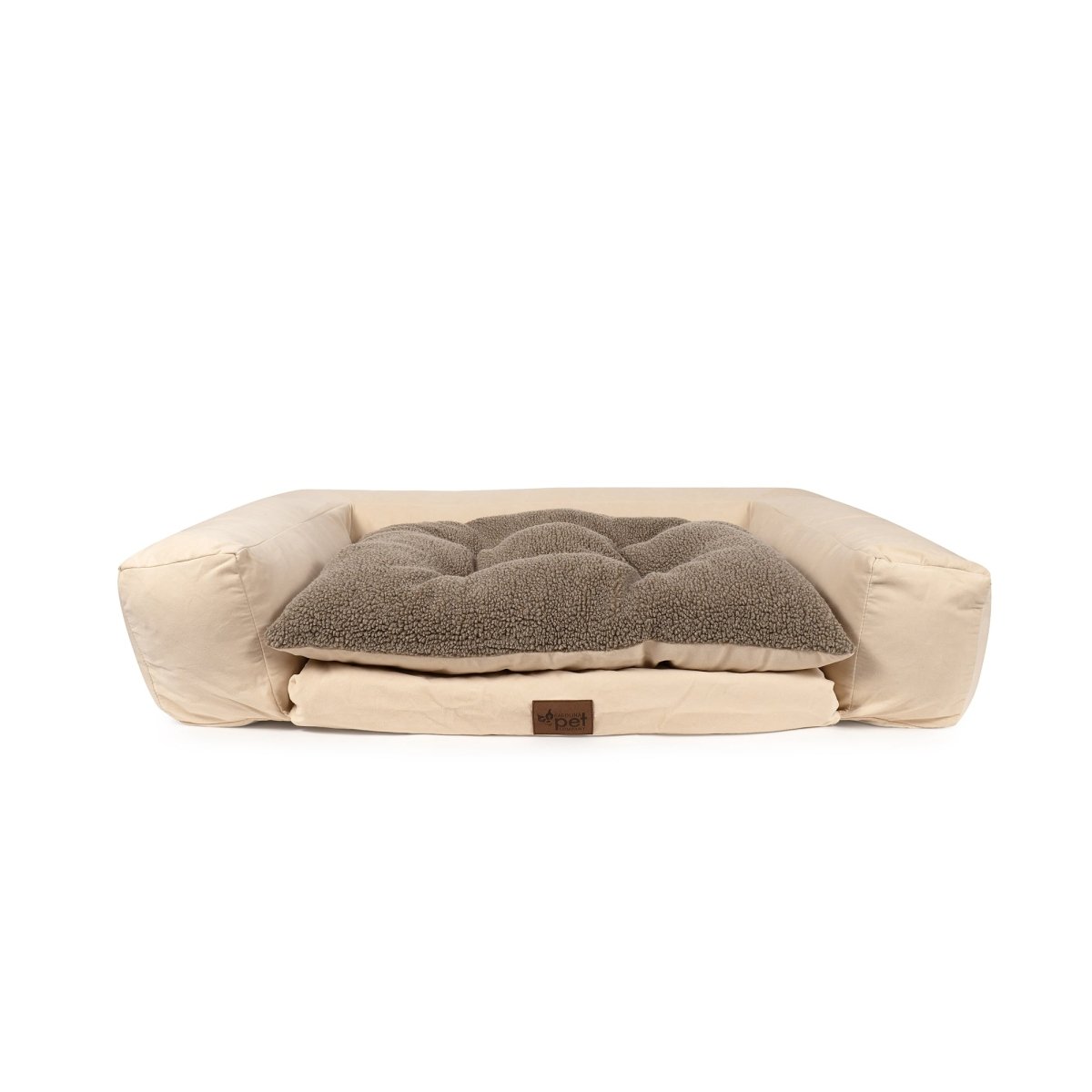 Rectangle Pet Couch | Bone, angled view
