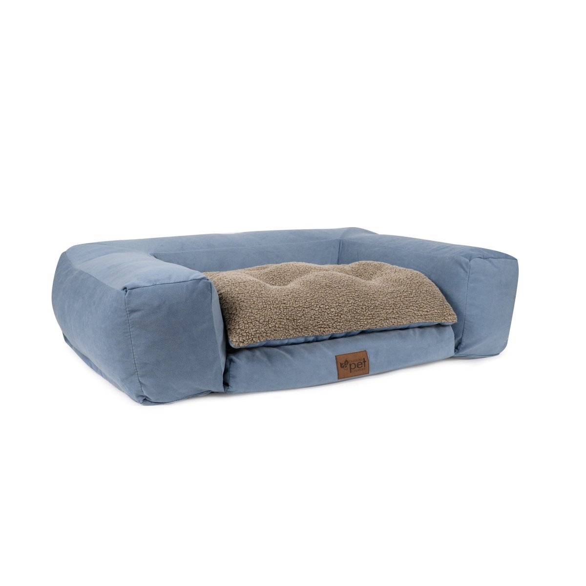 Rectangle Pet Couch | Blue, angled view