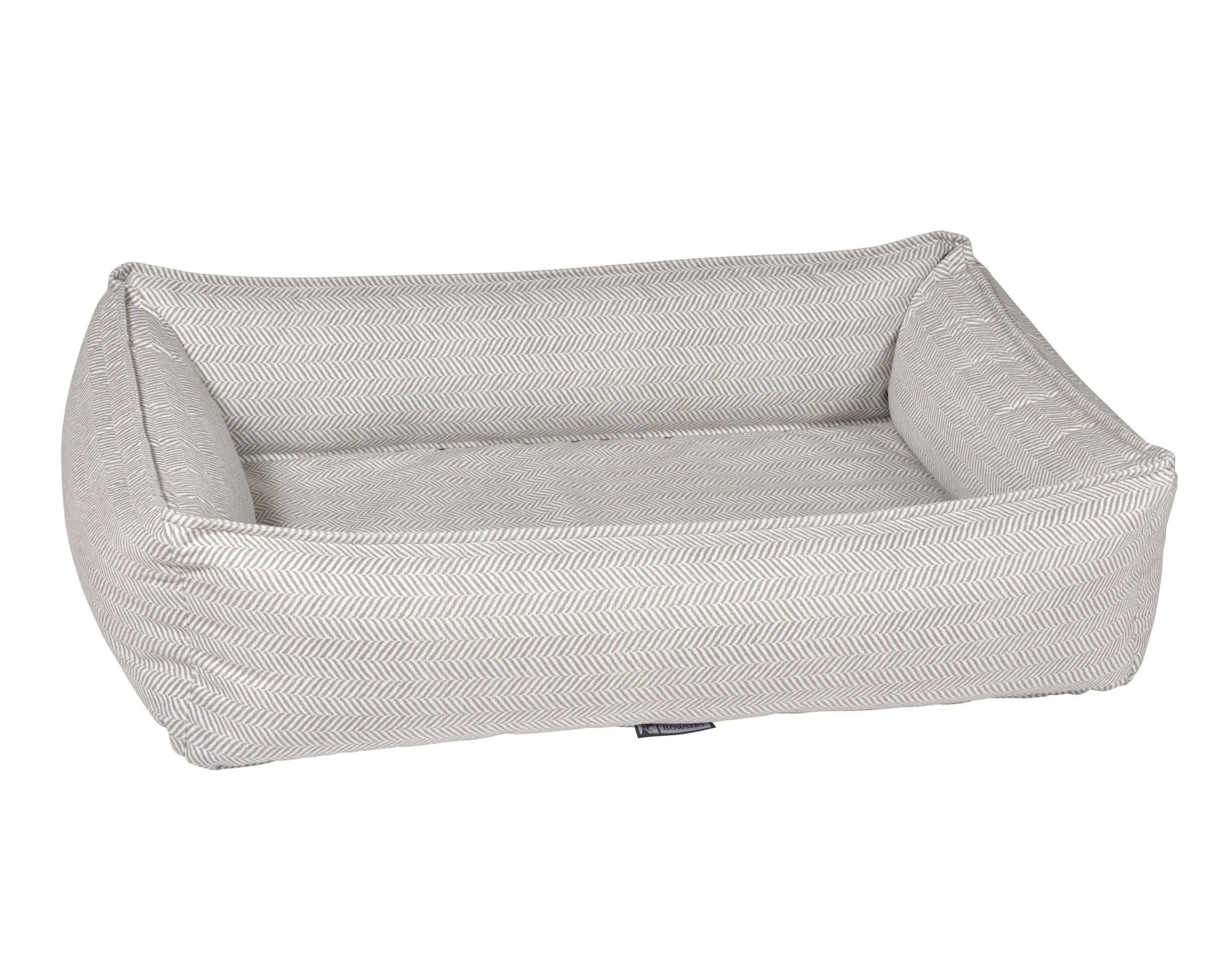 Taupe Herringbone microvelvet Urban Lounger bolster dog bed