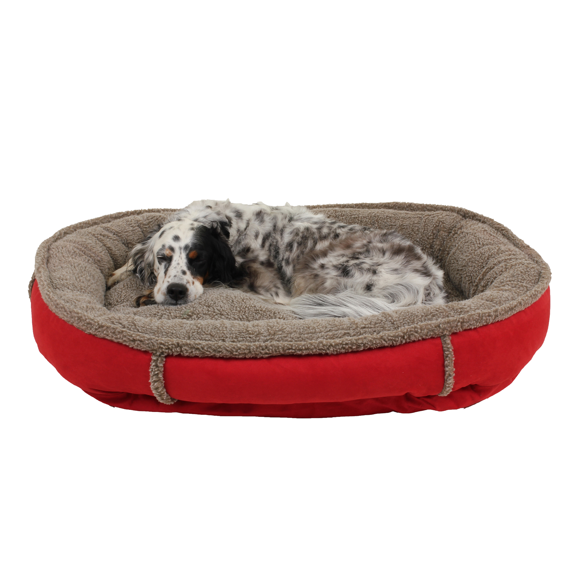 DOG-BED-ORTHO-SLEEPER-BOLSTER-ROUND-COMFY-CUP-RED