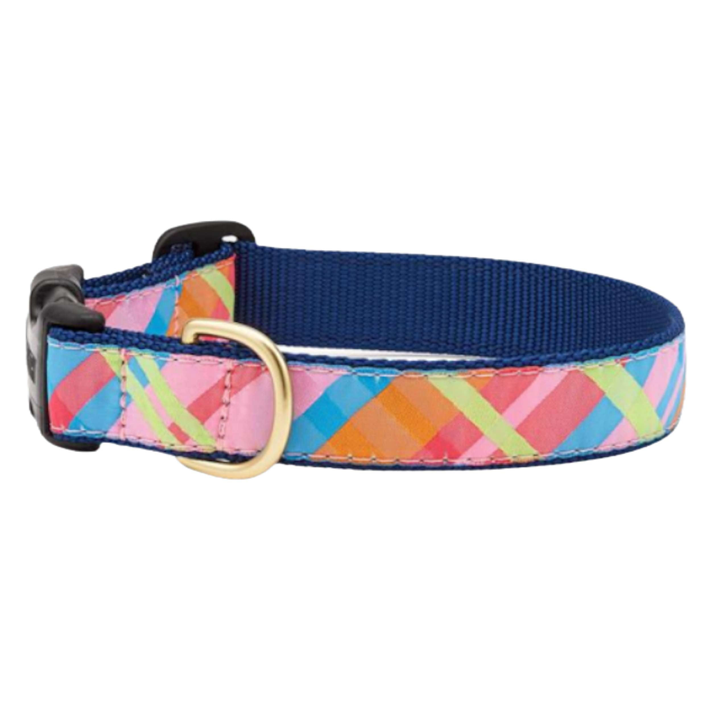 Dog Collar | Pink Madras SM Narrow